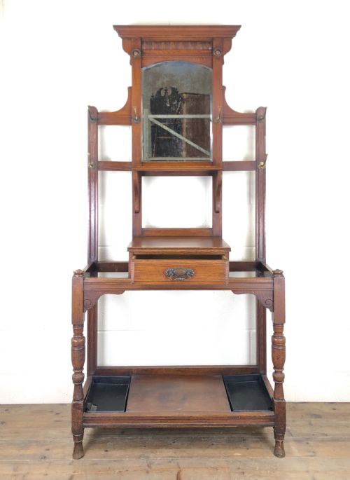 fig 1. Antique Oak Hall Stand with Mirror 