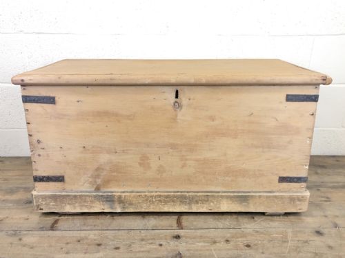 19th Century Antique Pine Sea Trunk or Sea Chest