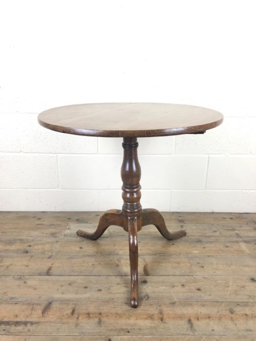 19th Century Oak Circular Tilt Top Tripod Table