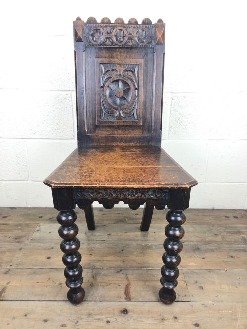 19th Century Carved Oak Hall Chair