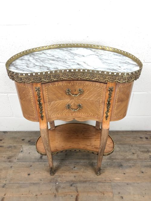 fig 1. Antique French Kingwood Kidney Shaped Bedside Cabinet