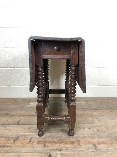 Antique 18th Century Small Oak Drop Leaf Gate Leg Table, Folding Table or Console Table