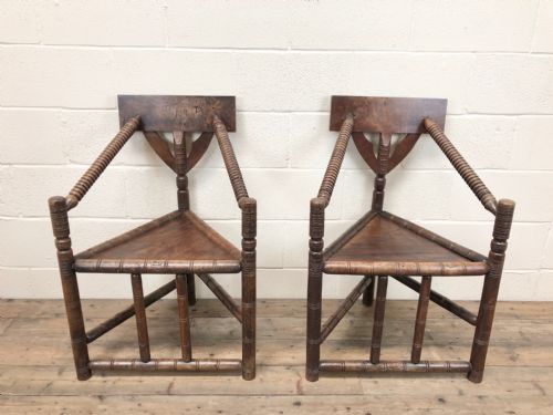 fig 1. Antique Pair of Unusual 19th Century Victorian Turner’s Chairs, Corner Chairs or Armchairs
