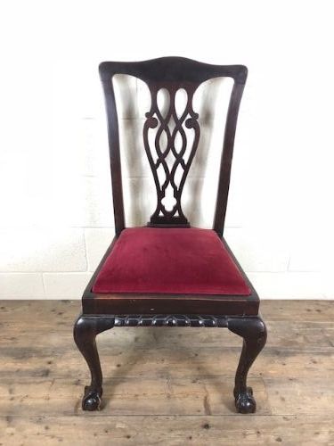 fig 1. Antique Chippendale Revival Style Carved Chair with Ball and Claw Feet