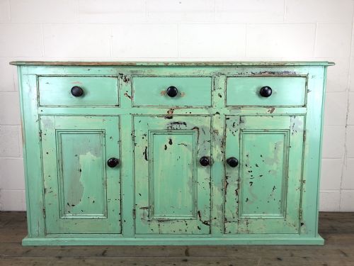 Victorian Antique Pine Painted Dresser Base Sideboard
