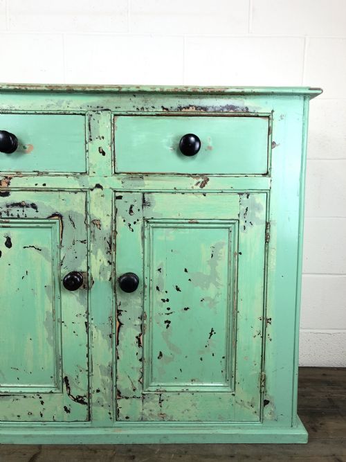 fig 1. Victorian Antique Pine Painted Dresser Base Sideboard