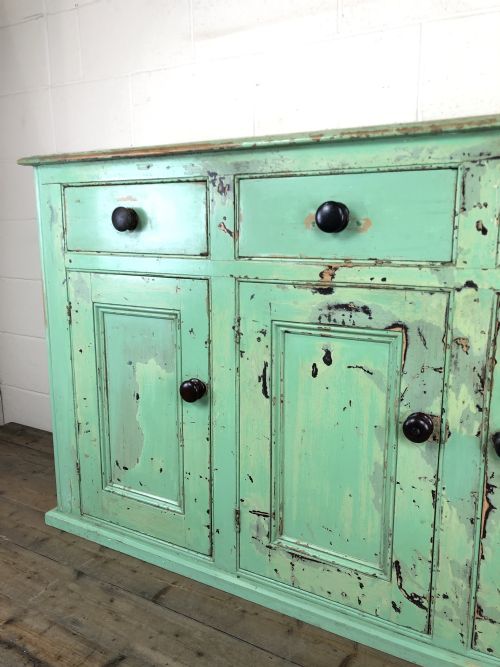fig 2. Victorian Antique Pine Painted Dresser Base Sideboard