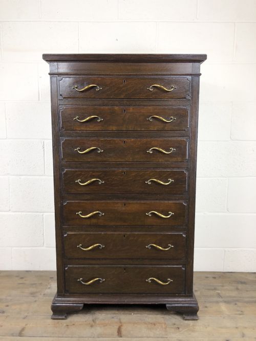 Early 20th Century Antique Oak Narrow Chest of Drawers