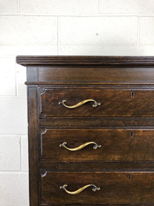 fig 1. Early 20th Century Antique Oak Narrow Chest of Drawers