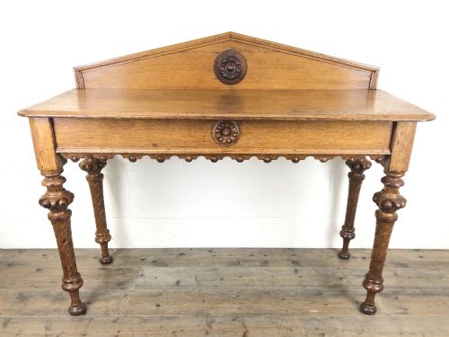 Victorian Antique Oak Console Table with Side Drawer