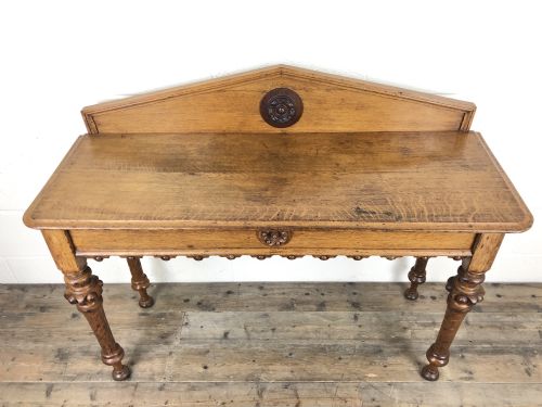 fig 1. Victorian Antique Oak Console Table with Side Drawer
