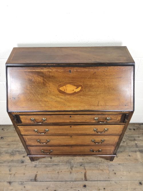 fig 1. Edwardian Mahogany Inlaid Fall Front Bureau 