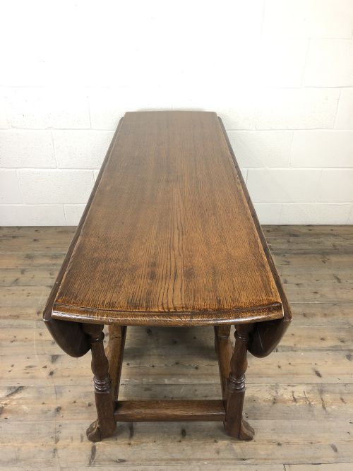 fig 2. Early 20th Century Antique Oak Gate Leg Dining Table