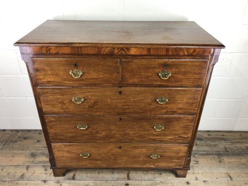 fig 1. Antique 19th Century Oak & Mahogany Chest of Drawers