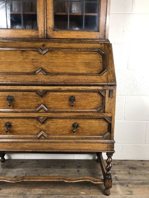 fig 1. Early 20th Century Antique Oak Bureau Bookcase