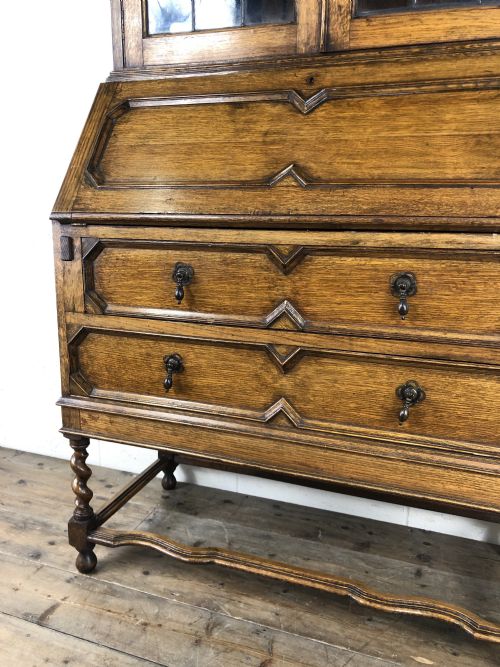 fig 2. Early 20th Century Antique Oak Bureau Bookcase