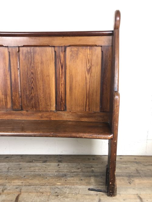 fig 1. Antique Victorian Pitch Pine Curved Back Pew or Settle