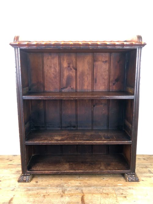 Victorian Walnut Open Bookcase with Gallery Top