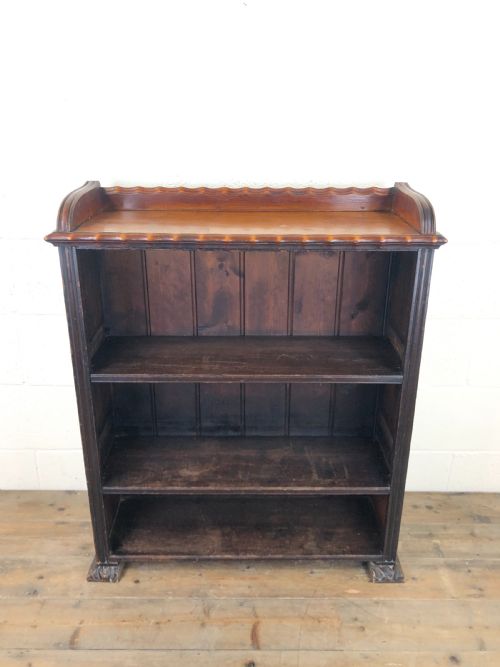 fig 1. Victorian Walnut Open Bookcase with Gallery Top