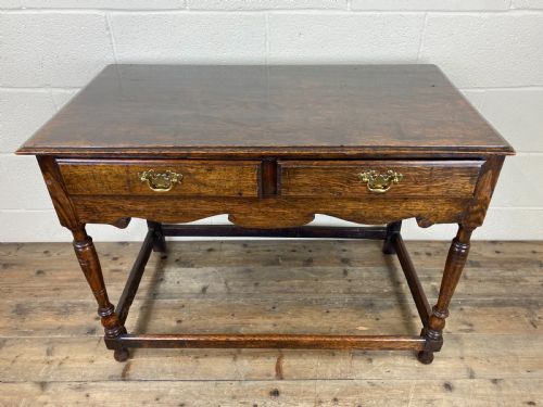 fig 1. Antique Oak Two Drawer Side Table