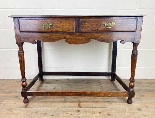 Antique Oak Two Drawer Side Table