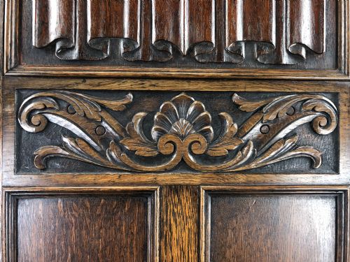 fig 1. Early 20th Century Antique Oak Linenfold Hall Cupboard