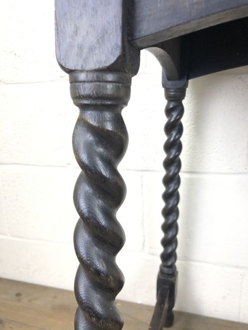 fig 2. Early 20th Century Oak Side Table with Barley Twist Legs