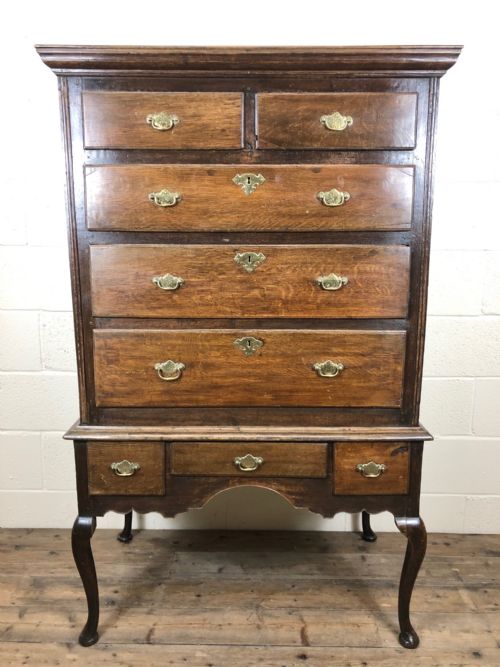 Antique 18th Century George II Oak Chest on Stand
