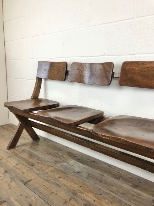fig 1. Antique Victorian Elm Four Seater Bench