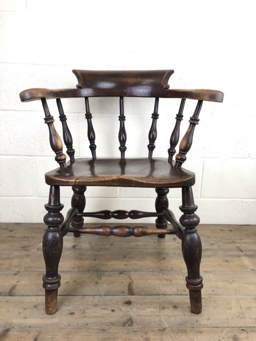19th Century Ash and Elm Smoker’s Bow Chair