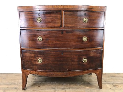 fig 1. Georgian Mahogany Bow Front Chest of Drawers