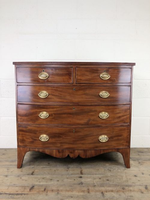 19th Century Mahogany Bow Front Chest of Drawers