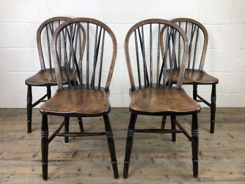 Set of Four 19th Century Ash and Elm Hoop Back Chairs