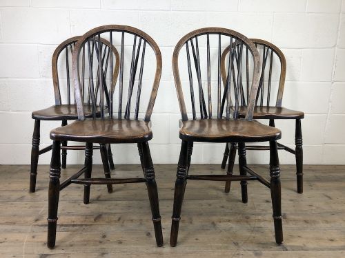fig 1. Set of Four 19th Century Ash and Elm Hoop Back Chairs