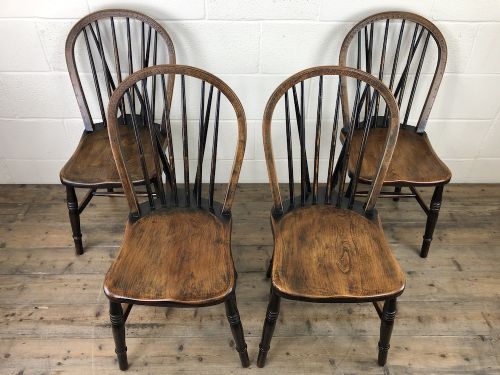 fig 2. Set of Four 19th Century Ash and Elm Hoop Back Chairs