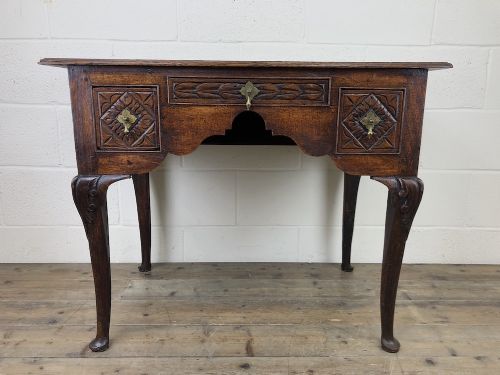 fig 1. Antique 19th Century Carved Oak Lowboy Side Table