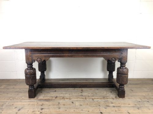 Antique Carved Oak Refectory Dining Table
