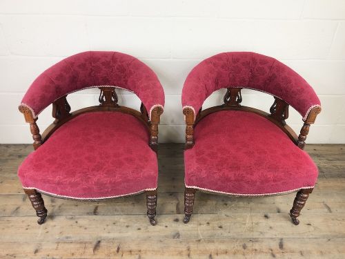 fig 1. Pair of Victorian Mahogany Upholstered Tub Chairs