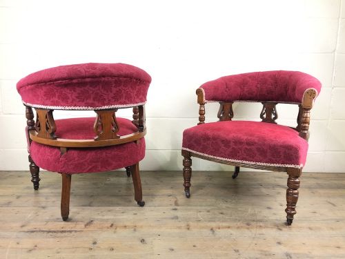 fig 2. Pair of Victorian Mahogany Upholstered Tub Chairs