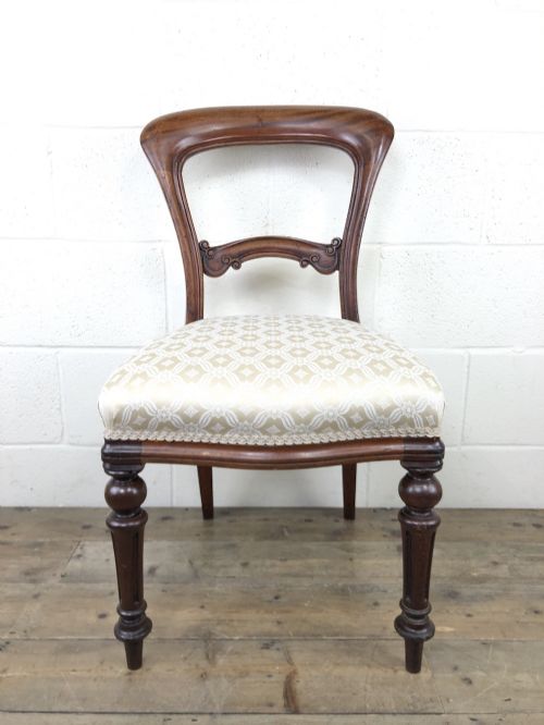 Single Victorian Mahogany Chair with Fabric Seat