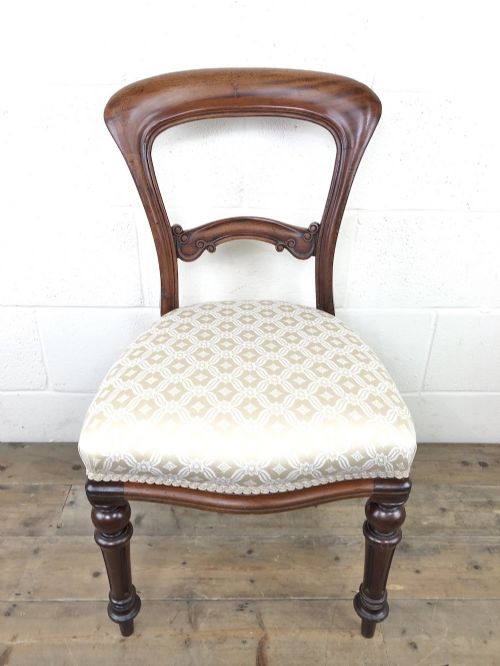 fig 1. Single Victorian Mahogany Chair with Fabric Seat