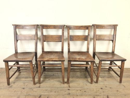 fig 1. Set of Four Victorian Elm Chapel Chairs 