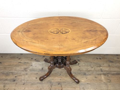 Victorian Walnut Oval Tilt Top Occasional Table