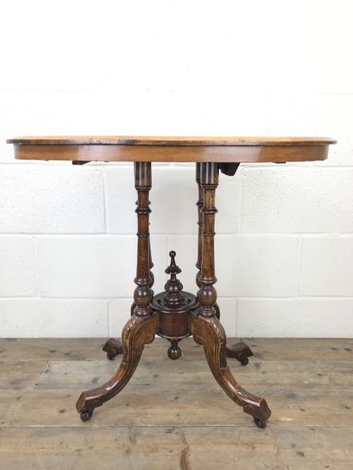 fig 1. Victorian Walnut Oval Tilt Top Occasional Table
