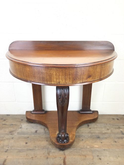 fig 1. Victorian Mahogany Demi Lune Console Table