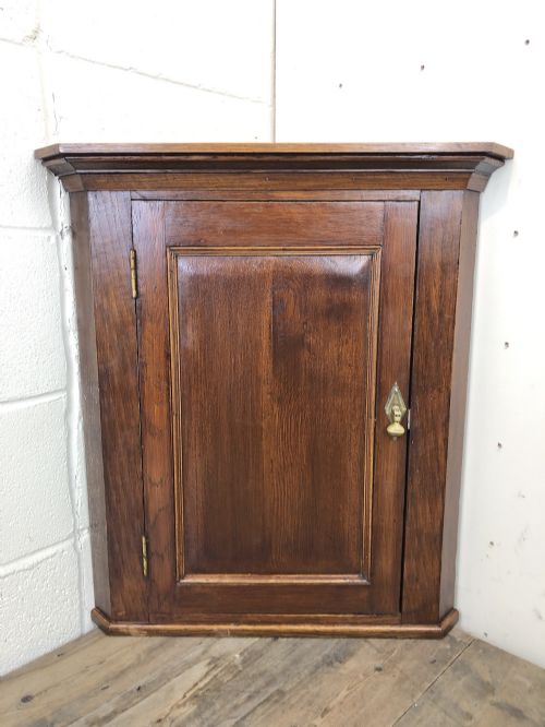 19th Century Antique Oak Wall Hanging Corner Cupboard