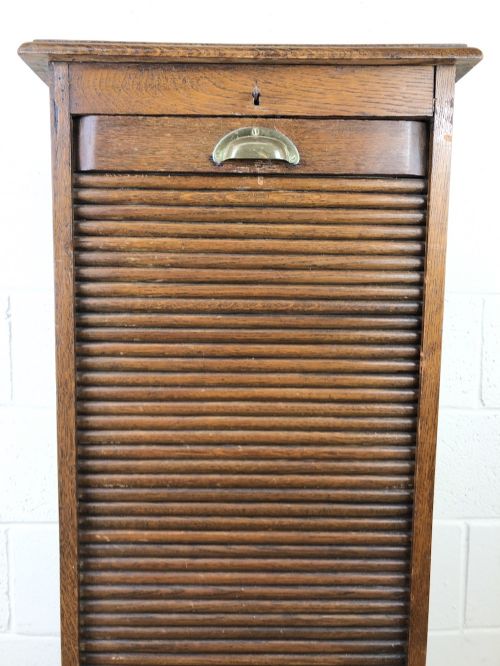 fig 1. Antique Oak Tambour Filing Cabinet