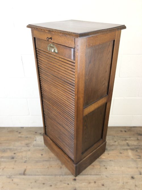 Antique Oak Tambour Filing Cabinet