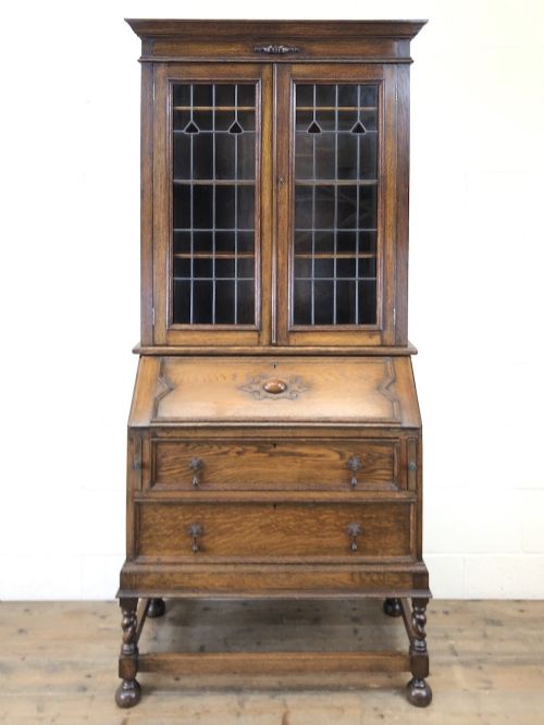 Early 20th Century Antique Oak Bureau Bookcase