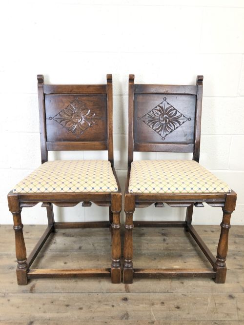 fig 2. Set of Six Early 20th Century Antique Oak Dining Chairs